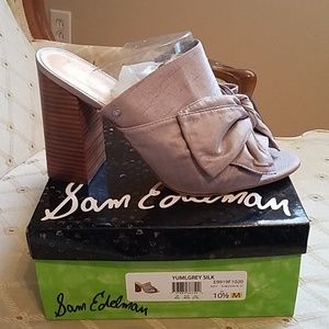 Grey silk mule by sam Edelman. Brand new